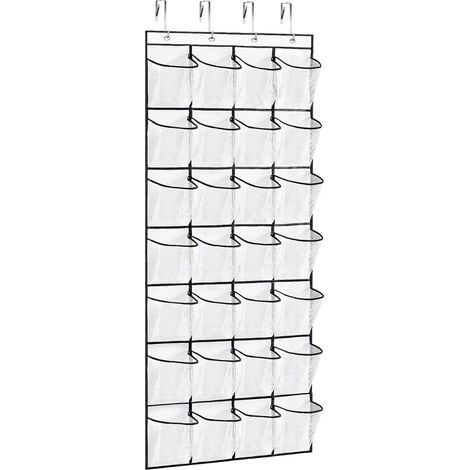 Étagère à chaussures suspendue avec de grandes poches en filet et 28 compartiments pour la porte, un design peu encombrant pour le rangement des chaussures et l'organisation de la maison (1/5)