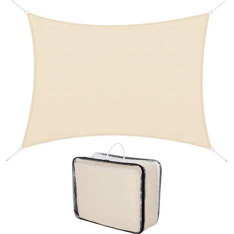 Outsunny Rechteckiges Sonnensegel 4x6m, UV-Schutz, 185 g/m² HDPE, für Garten, Terrasse, Patio, Pool, Balkon, Creme