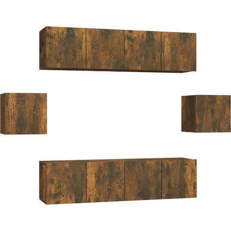 Maison Exclusive - 6-tlg. TV-Schrank-Set Räuchereiche Holzwerksto (1/5)