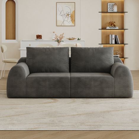 Sofá de 2 plazas de 190 cm - Sofá pequeño, sofá de espuma comprimida, sofá sin marco, sofá comprimido para salón, dormitorio, apartamento, no requiere montaje, gris oscuro (1/5)