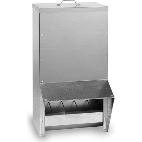 Mangeoire À Trémie Volailles Métal Avec Protection Anti-pluie Bordeaux 40l - Gaun