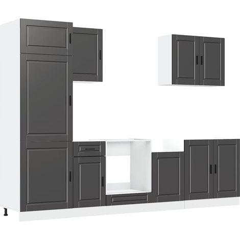 vidaXL Set Mobili da Cucina 7 pz Porto Neri Legno Multistrato (1/5)