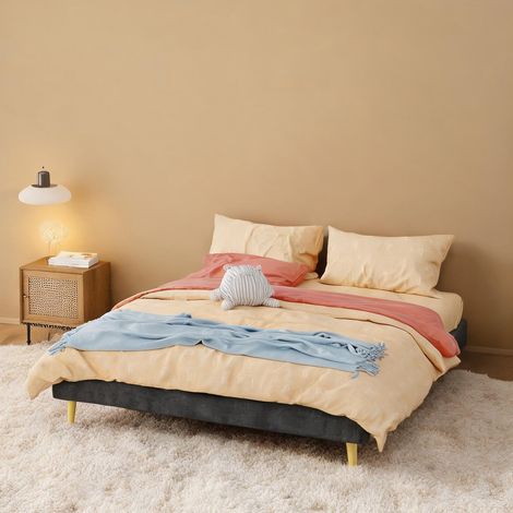 Tête de lit coloris gris en tissu métal 200 x 160 x 14 cm (1/5)
