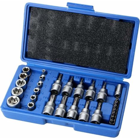Lot de 29 douilles Torx femelles 3/8 6,35 mm E4E20 douilles I T10T55 (1/5)