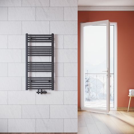 SONNI Termoarredo Scaldasalviette Verticale Radiatore ad Acqua Calda Antracite con Valvola Connessione Centrale 1000x400mm, 453 W (1/5)