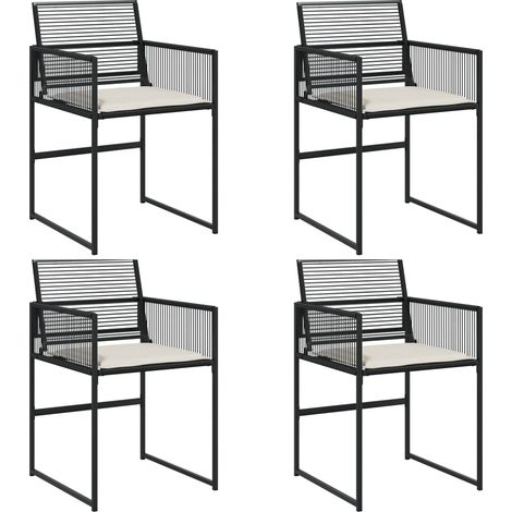 Maison Exclusive - Sedie da Giardino con Cuscini 4 pz Nere in Polyrattan