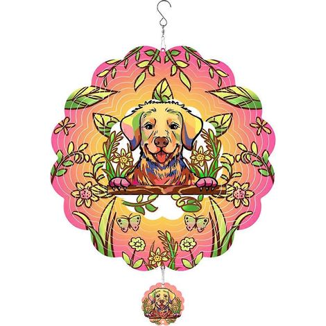Carillon éolien d'extérieur, motif mandala chien aux couleurs de base (1/5)