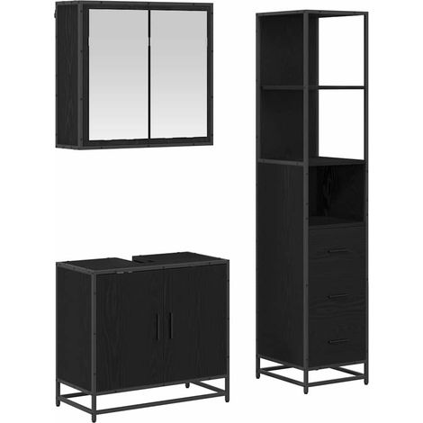 Maison Exclusive - Badezimmermöbel-Set 3 pcs Schwarz Eichen-Optik