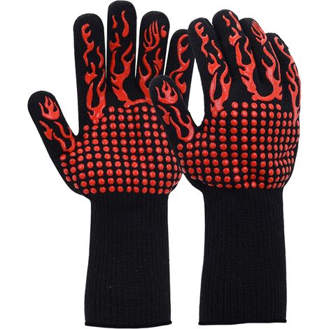 Gants De Cuisine - Résistants À La Chaleur Jusqu'à 500 °C - Pour Four Grill Et Poêle - Taille Unique - Par 2 (1/5)