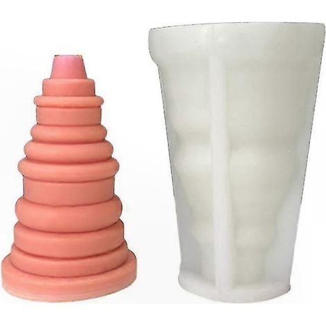 Geometrische, gestapelte, runde Silikonkerzenform für Weihnachten, Aromatherapie-Gipsform, Weihnachtsbaumschmuck, Bastelarbeiten (1/4)