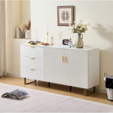 MEUBLIV Credenza bianca 160 cm con 2 ante e 3 cassetti – MDF, 60 kg (1/5)