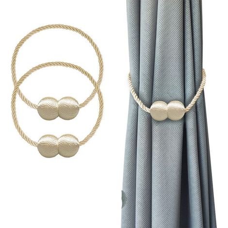Crochets magnétiques pour rideaux, noirs, lot de 2, attaches, anneaux, supports, crochets, pinces (1/5)
