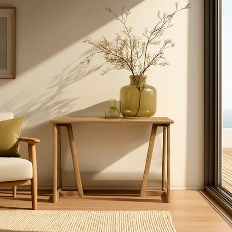 AMY - Console 110cm en bois de mindi pieds triangles (1/5)