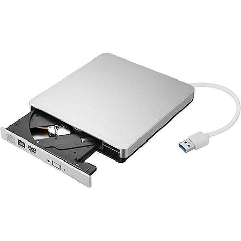 Graveur CD externe avec connexion USB 3.0 et adaptateur Type-C (graveur/lecteur/lecteur RW/DVD-ROM) pour ordinateurs portables et PC - JBMEDIA (1/4)