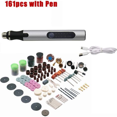 Stylo Graveur Électrique Rotatif 4.2V Rechargeable et Sur Secteur, Vitesse Réglable, Kit DIY avec Accessoires pour Sculpture sur Métal, Verre, Bijoux (1/2)