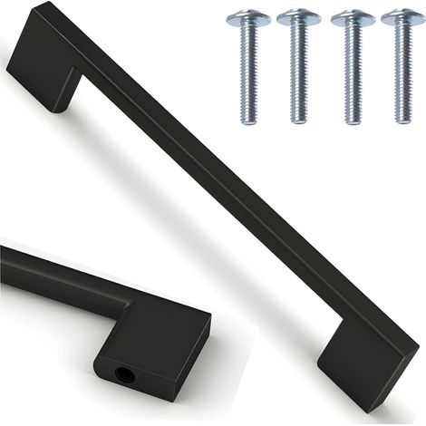 Tirador de mueble negro mate para armarios y cajones de cocina, 128 mm, mate (1/5)