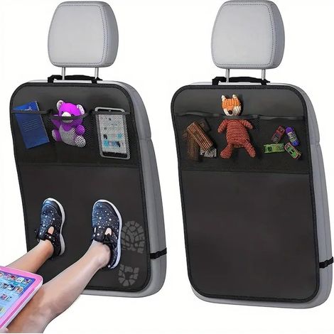 2 Pièce Organisateur Voiture, Organiseur De Voiture Enfant, Rangement Siege Voiture, Rangement Voiture Enfant, Nti-Coup De Pied Imperméable, Organiseur Voiture Siege Avec 3 Poches (1/5)