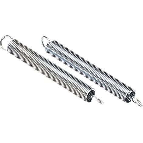 Chapuis, Set di 2 molle di tensione con ganci a molla in acciaio zincato, molle a doppio gancio, molle di trazione a spirale, diametro 0,9 mm, lunghezza 75 mm (1/4)