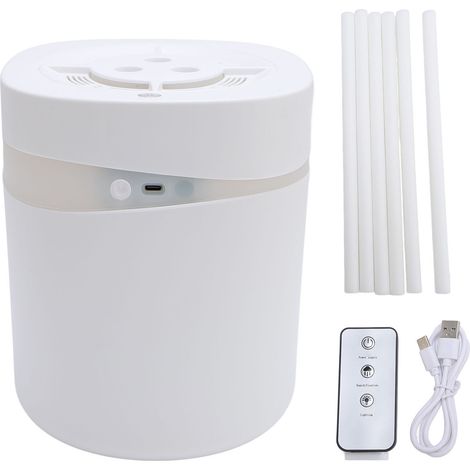 Humidificateur avec veilleuse, diffuseur d'huiles essentielles silencieux, humidificateur avec 6 bâtonnets filtrants en coton et télécommande pour la maison (1/5)