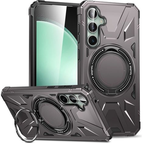 Étui pour Samsung Galaxy S23 FE, renforcé avec support et plaque pour le porte-accessoires, gris (1/5)
