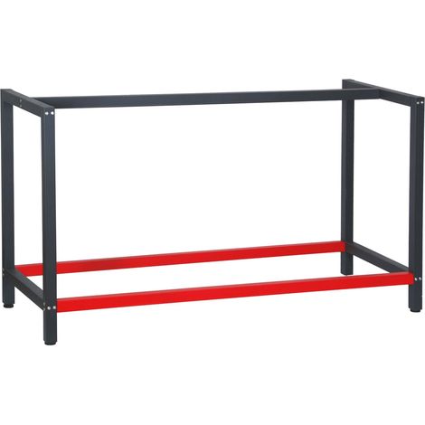 Bastidor para banco de trabajo 150x57x81cm Acero Antracita-rojo Armazón mesa taller Banco taller (1/5)
