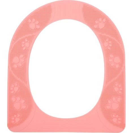 Housse de siège de toilette universelle quatre saisons, lavable, en Silicone, antidérapant, rose (1/5)