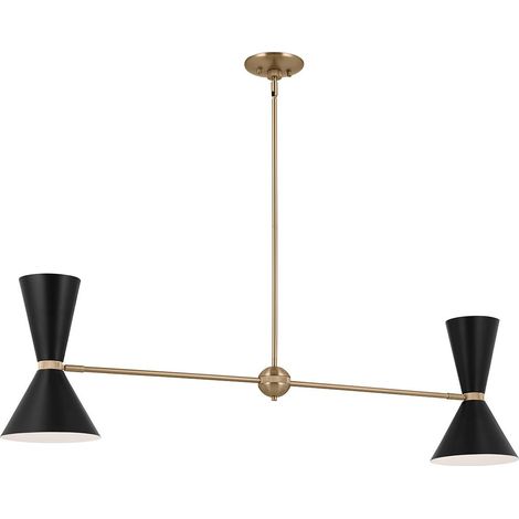 Elstead Kichler Phix Suspension de bar contemporaine en bronze champagne, noir, 4 ampoules E27 (1/5)
