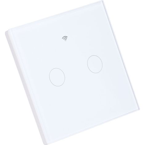 Interrupteur mural intelligent WiFi TUYA 2 fils sans neutre, standard EU 80-260VAC, blanc, compatible application, va-et-vient (1/5)