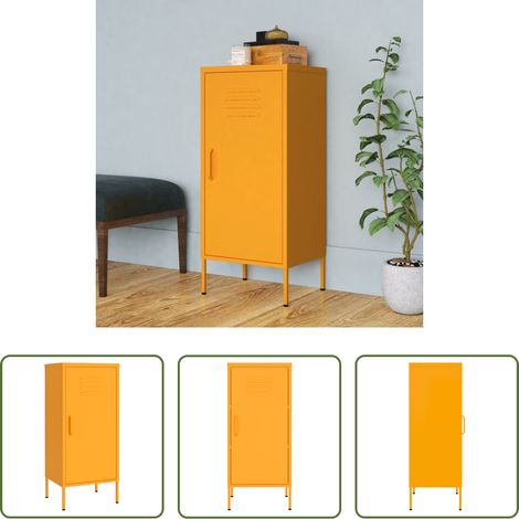 vidaXL Armoire murale - Armoire de rangement Jaune moutarde 42,5x35x101,5 cm Acier (1/5)