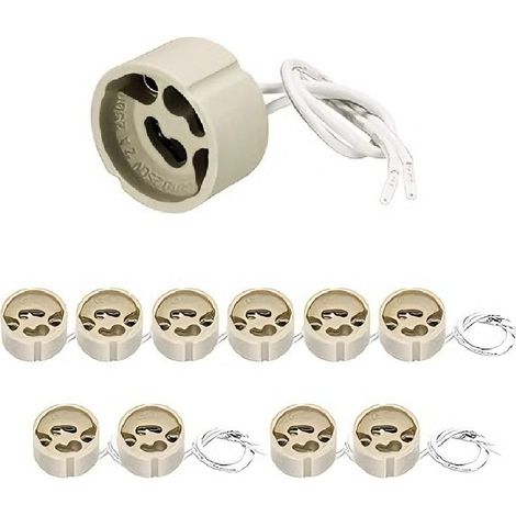10PCS Douille Gu10 En Céramique, Adaptateur Ampoule Avec Câble 15 Cm En Silicone, Connecteur À Ampoule 0,75 Mm², Résistante À La Chaleur 600℃, Max 250V 300W, Support De Lampe Ampoules Led Gu10 (1/5)