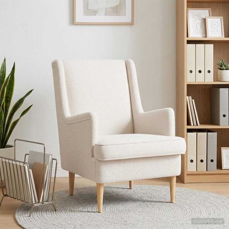 vidaXL Poltrona Crema Bouclé
