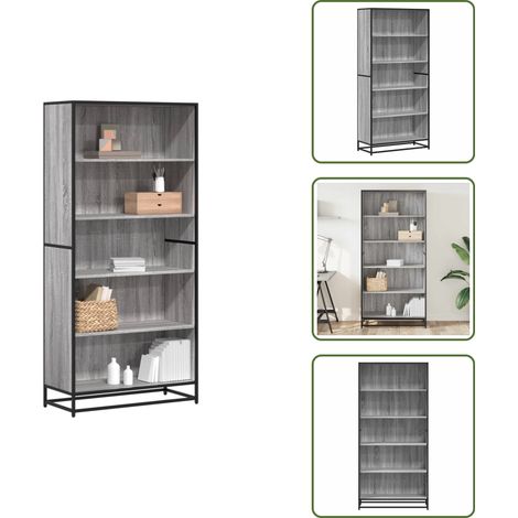 The Living Store Bücherregal Grau Sonoma 80,5x35x170,5 cm Holzwerkstoff - Holzwerkstoff (1/5)