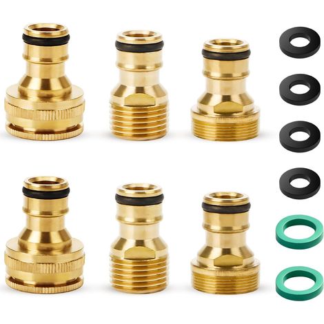 Raccords Rapides en Laiton pour Tuyau D'Arrosage 1/2" Et 3/4" 6 Pièces (1/4)