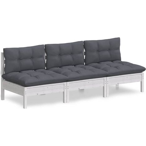 Maison Exclusive - 3-Sitzer-Gartensofa mit Anthrazit Kissen Massi (1/5)