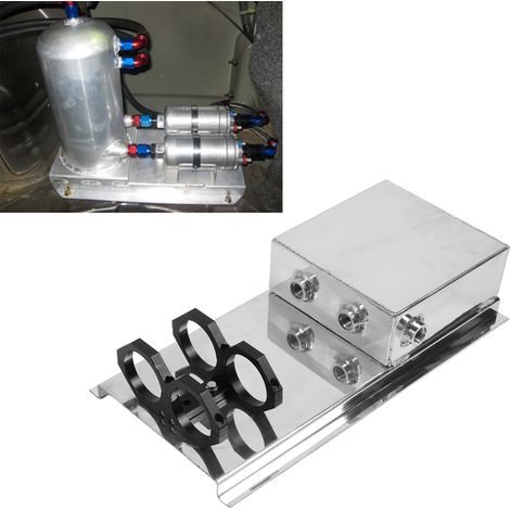 Base de réservoir de carburant automobile en aluminium de 2,5 L avec deux supports de montage de pompe 044, argent (TU-OCC002) (Surpoids) (1/5)