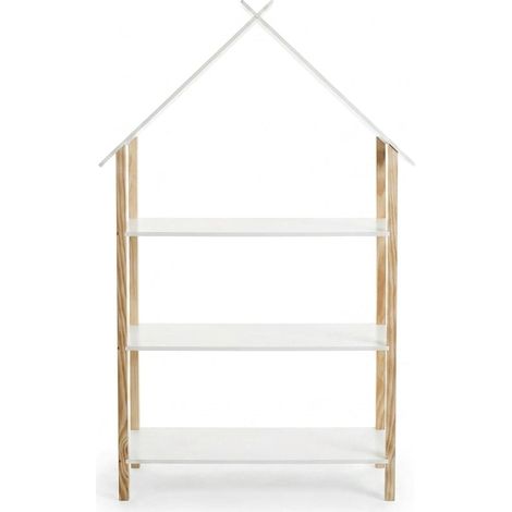 Scaffalatura Salvaspazio 3 Ripiani Casetta Legno Pino Bianco 79x30x131 cm (1/5)