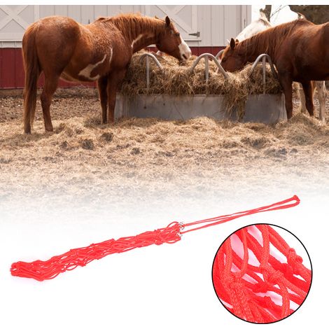 Filet à fourrage de taille moyenne, robuste et durable, en corde de nylon, avec anneau de soudure argenté (rouge) (1/5)