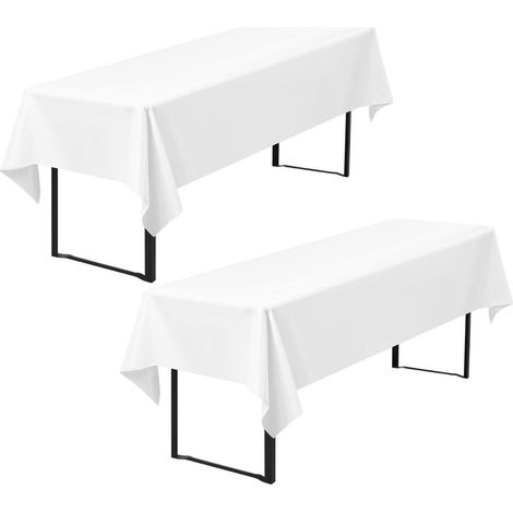 2er-Pack Biertischdecken 260x110cm Weiß, Polyester, waschbar, für Bierzeltgarnitur