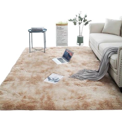 Tapis de salon shaggy, beige, 160 x 230 cm, poils longs et doux. (1/5)