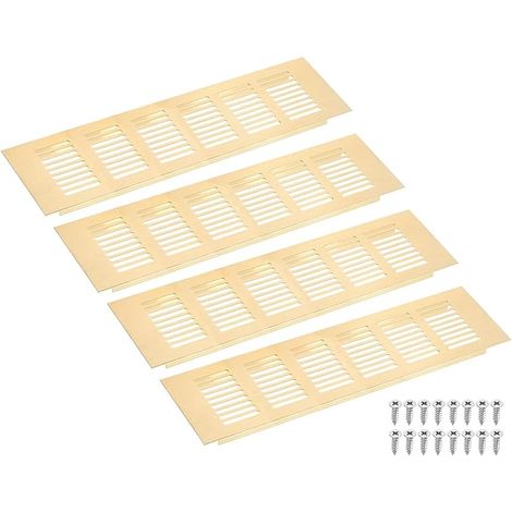 4Pcs 250 x 80 mm Aluminium Alloy Mesh Air Return Grille, Rectangular Blade Ventilation Grille for Dressing Shoe Cabinet (Gold) (1/5)