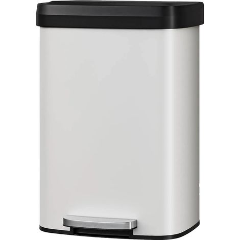 Cubo de basura, acero inoxidable, tapa de cierre suave, negro. (1/2)
