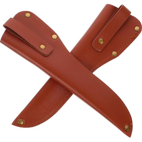 Verschleißfeste Schneidhülse aus Leder 2 Stück Packung für Küchenmesser und Outdoor Nutzung Haushaltsschneider Schutz Zufällige Farbe (1/5)