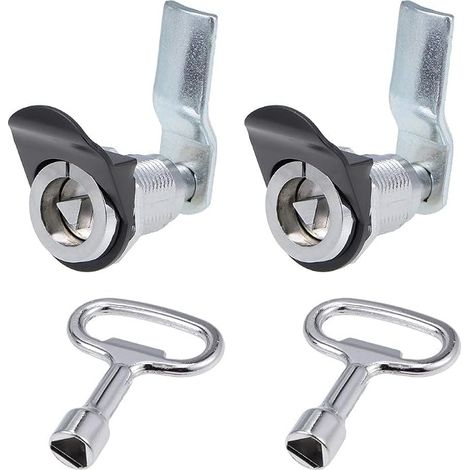 Triangle Cam Lock Long Keys Silver 2 Pcs (1/4)