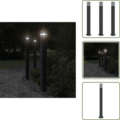 Wegeleuchten mit Steckdose 3 Stk. Schwarz 110 cm Aluminium - Gartenlampe - LED-Lampe - Außenstehleuchte - Wetterfeste Lampe - Lampenschirm (1/5)