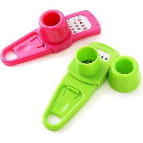 Rallador de ajo mini de 2 piezas, molinillo de ajo multifuncional, herramienta de cocina para triturar ajo fácilmente, moler jengibre y prensar ajo. (1/5)