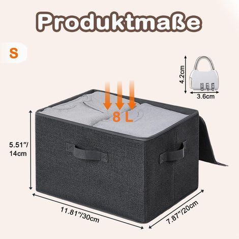Stück Abschließbare Box, Aufbewahrungsbox mit Deckel Stoff, Stapelbare Faltbox, Abschließbare Kiste mit Griff, Box mit Zahlenschloss für Kleidung Süßigkeiten (S 30 x 20 x 14 cm)