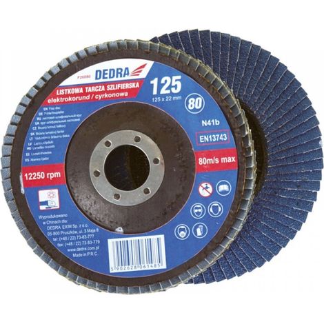 DEDRA - Zirkon-Fächerschleifscheibe 125x22mm - für Stahl und Metalle