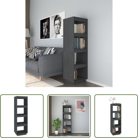 Étagère décorative - Bibliothèque/Séparateur de pièce gris 40x35x135 cm pin massif (1/5)