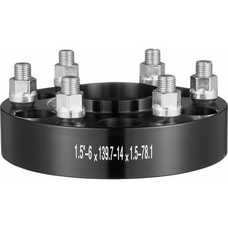Mophorn Wheel Spacers, 1.5" 6"x5" Wheel Adapters, 6 Lug Forged Spacer, 78.1 mm Bore Hubcentric M14 x1.5 Studs Spacers, Fit for 1995-2023 Chevrolet, GMC, and Cadillac, 4 PCS Black (1/5)