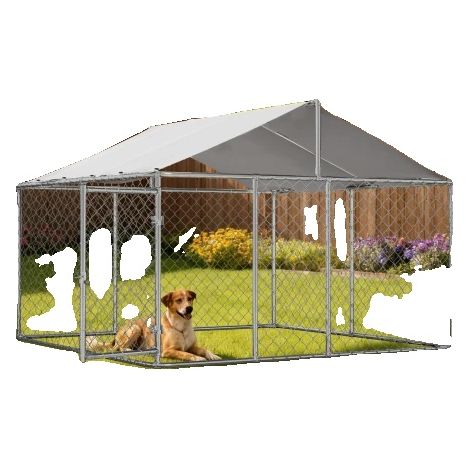 Winger pour chien, acier galvanisé de 32 mm, adapté aux grands chiens, design de grille haute résistance, toit en A avec protection UV (1/5)
